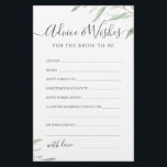 Minimal greenery wedding advice & wishes card<br><div class="desc">These advice & wishes cards are sweet keepsakes for the bride and couple,  features watercolor botanical foliage greenery design and stylish modern script,  simple and elegant,  great activity for modern rustic bridal shower,  botanical garden wedding parties. 
See all the bridal shower games in collection.</div>