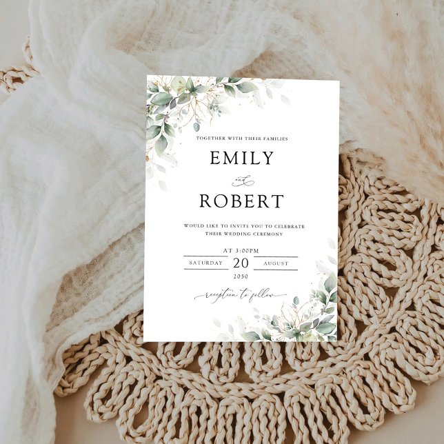 Minimal Greenery Wedding Invitation (Creator Uploaded)