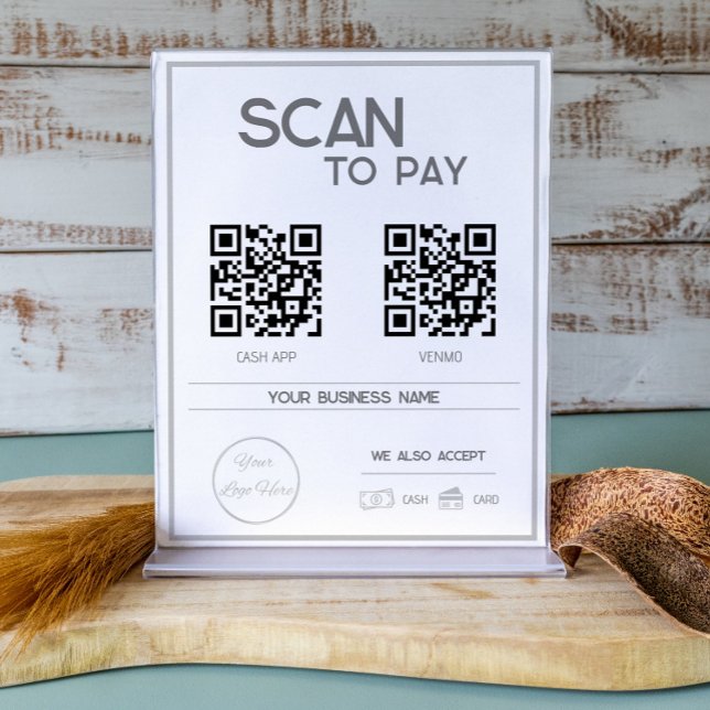 Minimal grey 2 QR codes business scan to pay  Poster (Creator Uploaded)