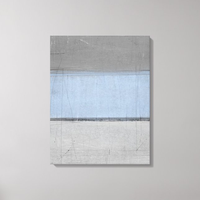 'Minimal' Grey and Blue Abstract Art Canvas Print (Front)
