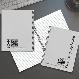 Minimal Grey Black Small Business Stationery Notebook