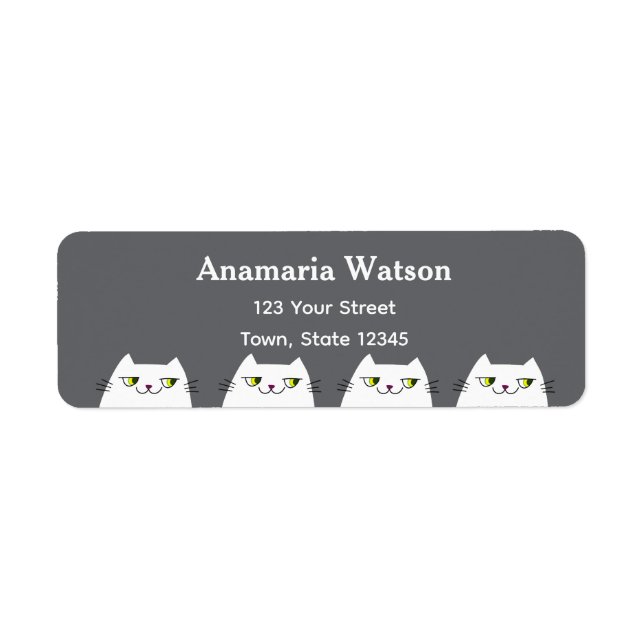 Minimal Grey Cat Return Address (Front)