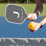 Minimal Grey Classic Monogram Pickleball Paddle<br><div class="desc">Masculine modern design features grey background with easy to use template for a single letter and name in stylish classic professional leterring. The design repeats on the reverse side. Perfect pickleball gift for him.</div>