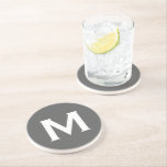Minimal Grey Classic Monogram Stone Coaster<br><div class="desc">Minimal monogram initial design features a simple grey background with your initial in classic block typography in white for a clean,  simple stylish look.</div>