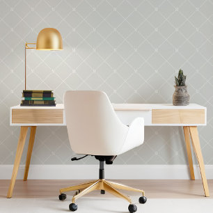 Minimal Grey Diagonal Chequered Monogram Pattern Wallpaper