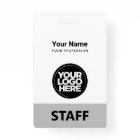 Minimal Grey Employee Name Business Logo Staff Tag