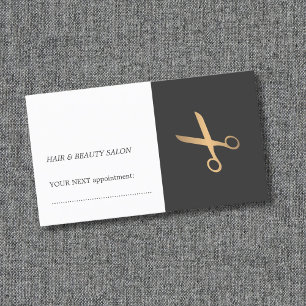 Minimal Grey Faux Gold Hairstylist Appointment Card