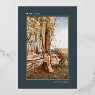 Minimal Grey Gold Married Elopement Announcement