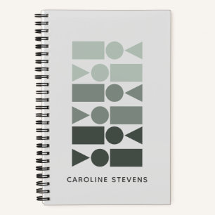 Minimal Grey Green Geometric Shapes Personalised  Notebook