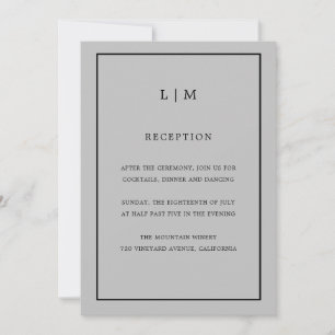 Minimal Grey Monogram Simple Elegant Wedding Invitation