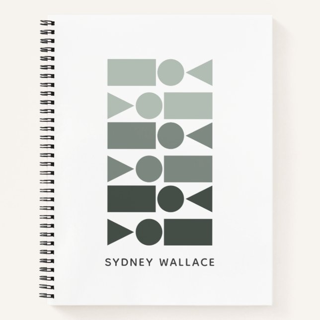 Minimal Grey Ombre Geometric Shapes Personalised Notebook (Front)