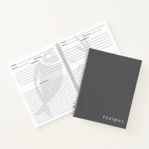 Minimal Grey "Recipes"  Notebook