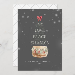  Minimal Grey Silver Snow Overlay Cute Typography  Holiday Card
