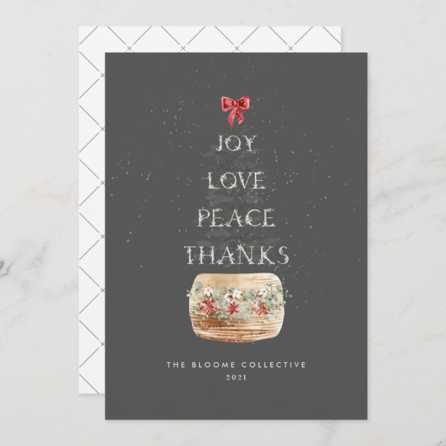  Minimal Grey Silver Snow Overlay Cute Typography Holiday Card (Front/Back)