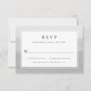 Minimal Grey Watercolor Ombre Wedding RSVP Card