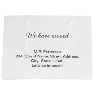 minimal grey we have moved add name address text  large gift bag