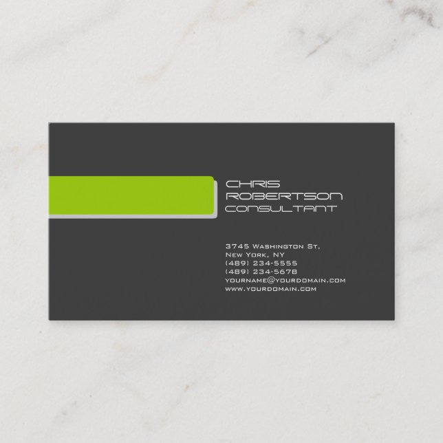 Minimal Grey White Green Attractive Business Card (Front)