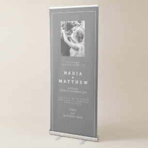 Minimal grey white photo wedding renewal party retractable banner