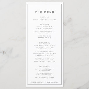 Minimal grey white wedding or event custom long menu