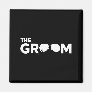 Minimal Groom Sunglasses Bachelor Party Wedding Magnet