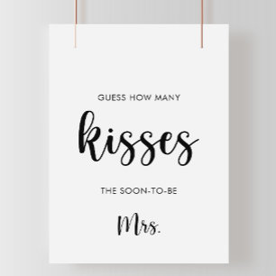 Minimal Guess How Many Kisses Bridal Shower Game  Poster