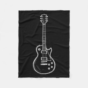 Minimal Guitar Line Art Funny Music Lover Guitaris Fleece Blanket