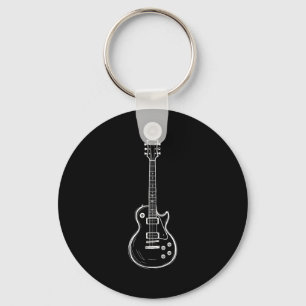 Minimal Guitar Line Art Funny Music Lover Guitaris Key Ring