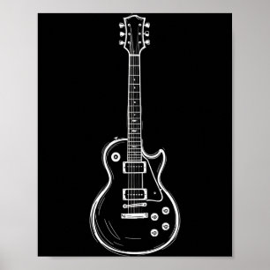 Minimal Guitar Line Art Funny Music Lover Guitaris Poster