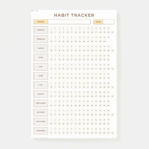 Minimal Habit Tracker Beige Grid Design Post-it Notes