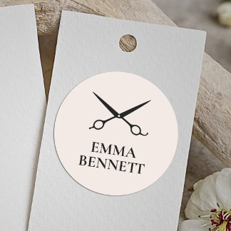 Minimal Hair Salon Blush Pink Scissors  Classic Round Sticker