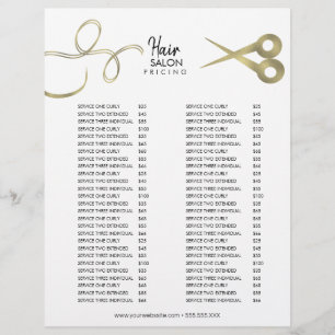 Minimal Hair Salon Pricing List Black and Gold Flyer