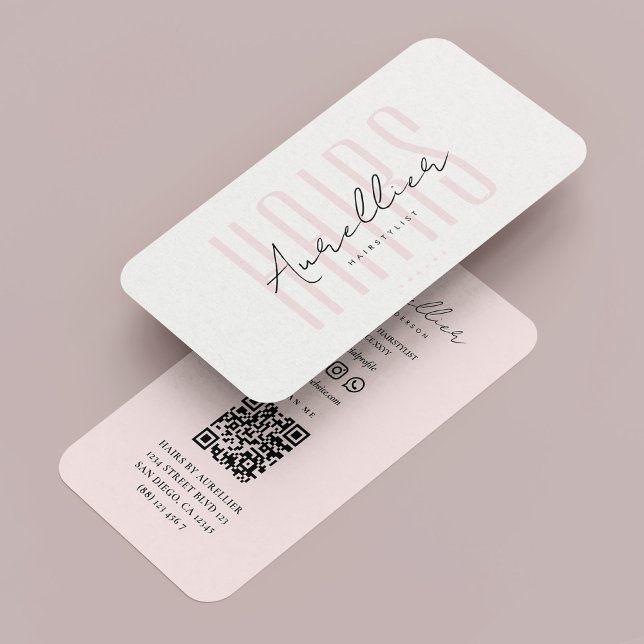 Minimal Hair Stylist Aesthetic Soft Pink Business Card (Creator Uploaded)