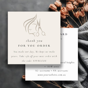 Minimal Hairstylist Ivory Hair Scissor Thank You Square Business Card