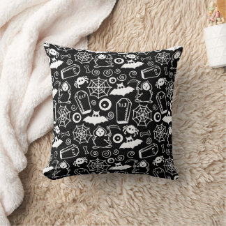 Minimal Halloween Black and White Pattern Cushion