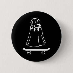 Minimal Halloween Ghost Skateboard And Skater Boys 6 Cm Round Badge