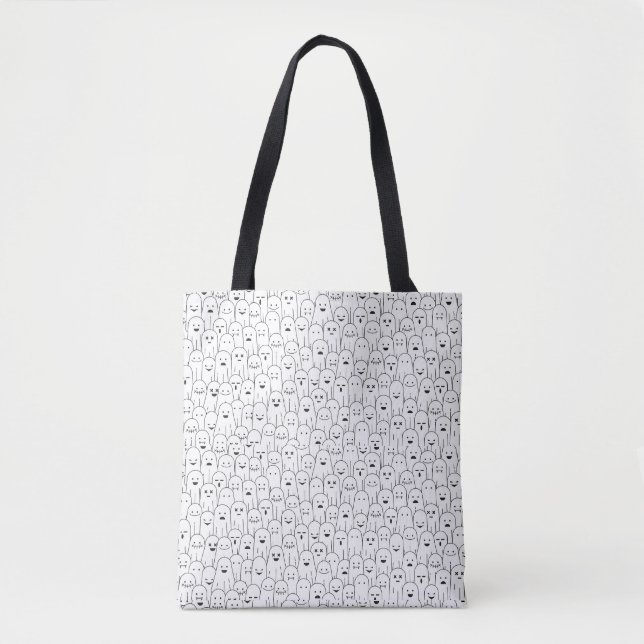 Minimal Halloween Ghosts Tote Bag (Front)