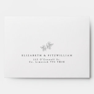 Minimal Hand Drawn Black Cherry Blossom Wedding Envelope