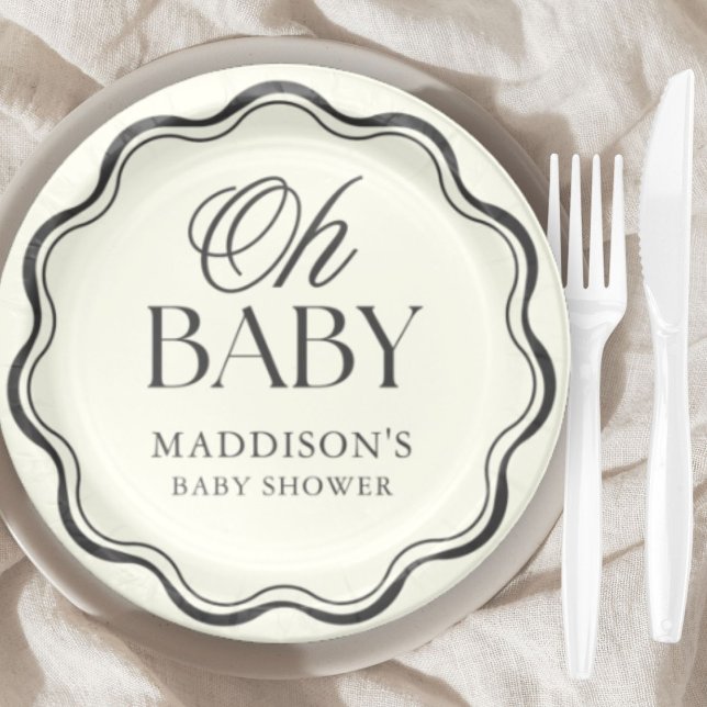 Minimal Hand Drawn Gender Neutral Baby Shower Paper Plate (Creator Uploaded)