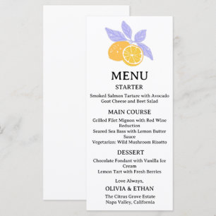 Minimal Hand Drawn Lemon Wedding  Menu