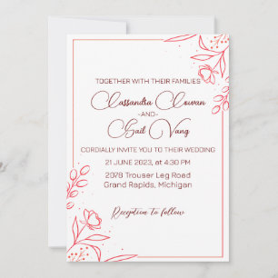 Minimal Hand drawn wedding Invitation