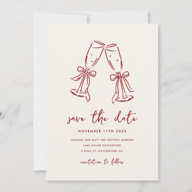 Minimal Hand Drawn Whimsical Doodle Save The Date (Front)