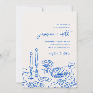 Minimal Hand Drawn Whimsical Doodle Wedding Invite