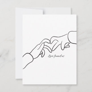 Minimal Hand Holding Line Love Found us modern Holiday Card