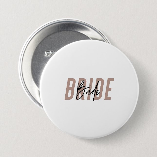 Minimal Hand Lettered Bride Button | Pink (Front & Back)
