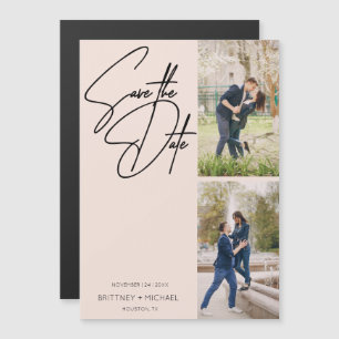 Minimal Hand Lettered Photo Collage Blush Pink Magnetic Invitation