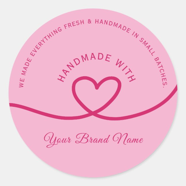 Minimal Hand made love heart Personalised Sticker (Front)