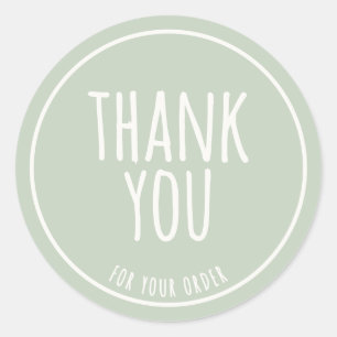 Minimal Handmade Feel Sage Green Thank You Classic Round Sticker