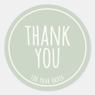 Minimal Handmade Feel Sage Green Thank You Classic Round Sticker