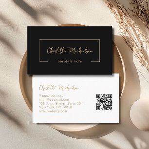 Minimal Handwriting Black QR Code Business Card