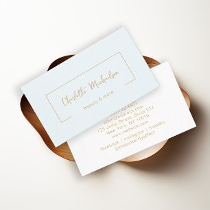 Minimal, Handwriting, Lightblue Business Card